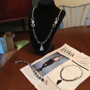 Grey agate beaded necklace  & bracelet